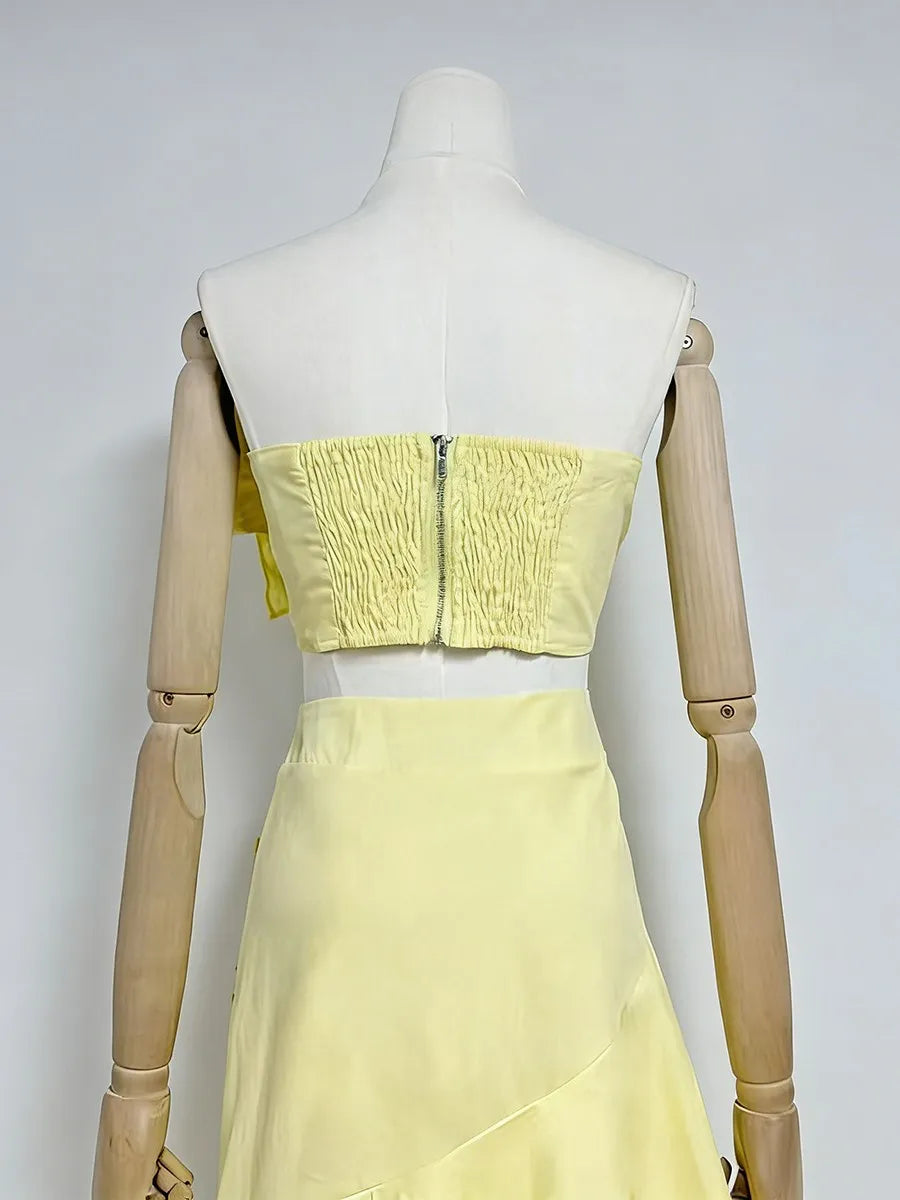 Embroidery Two Piece Ruffles Skirt Sets