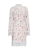 Printing Spliced Lace Slimming Dress