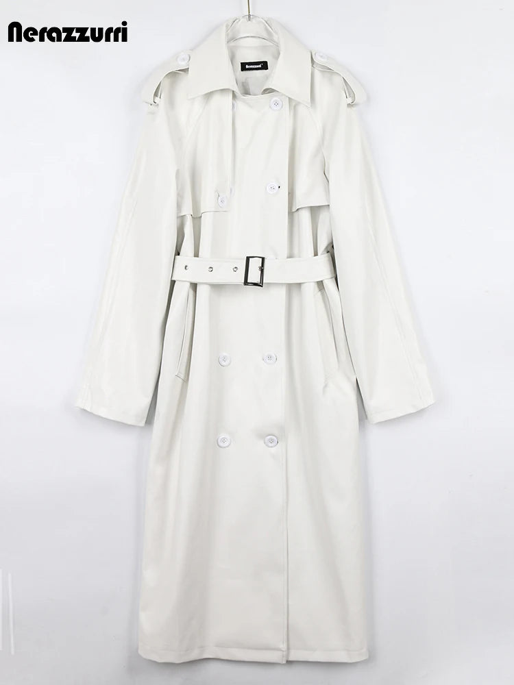 Long Oversized White Trench Coat