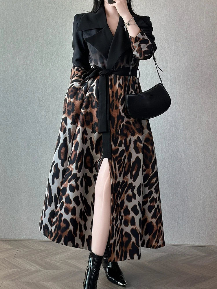 Leopard Printing Streetwear Midi Dress