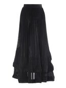 Solid Spliced Ruffles High Street Skirt