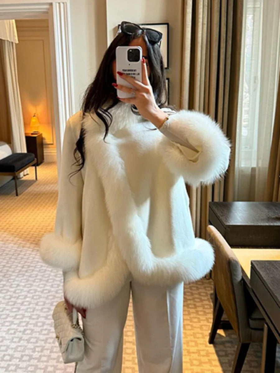 Solid Loose Spliced Fluff Elegant Jackets