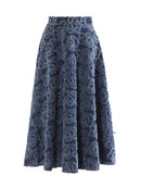 Solid Embroidery Denim High Street Skirts