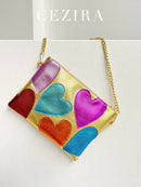 Colorful Metallic Leather Clutch