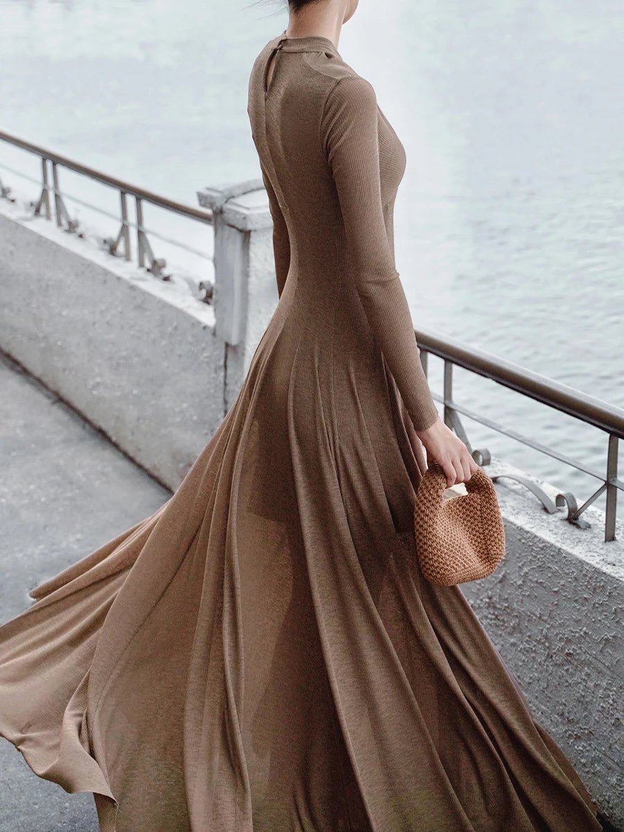 Round neck Folds Dress