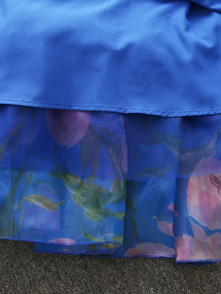 Color block Printing A Line Skirts