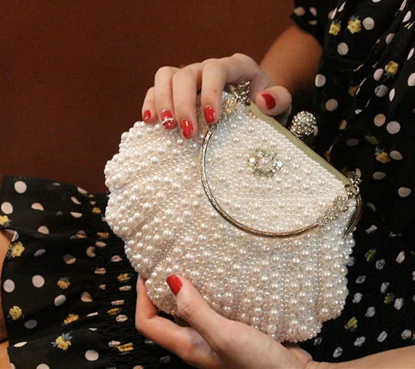 Shell Pearl Rhinestone Bag