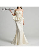 Solid Spliced Pleated Dresses