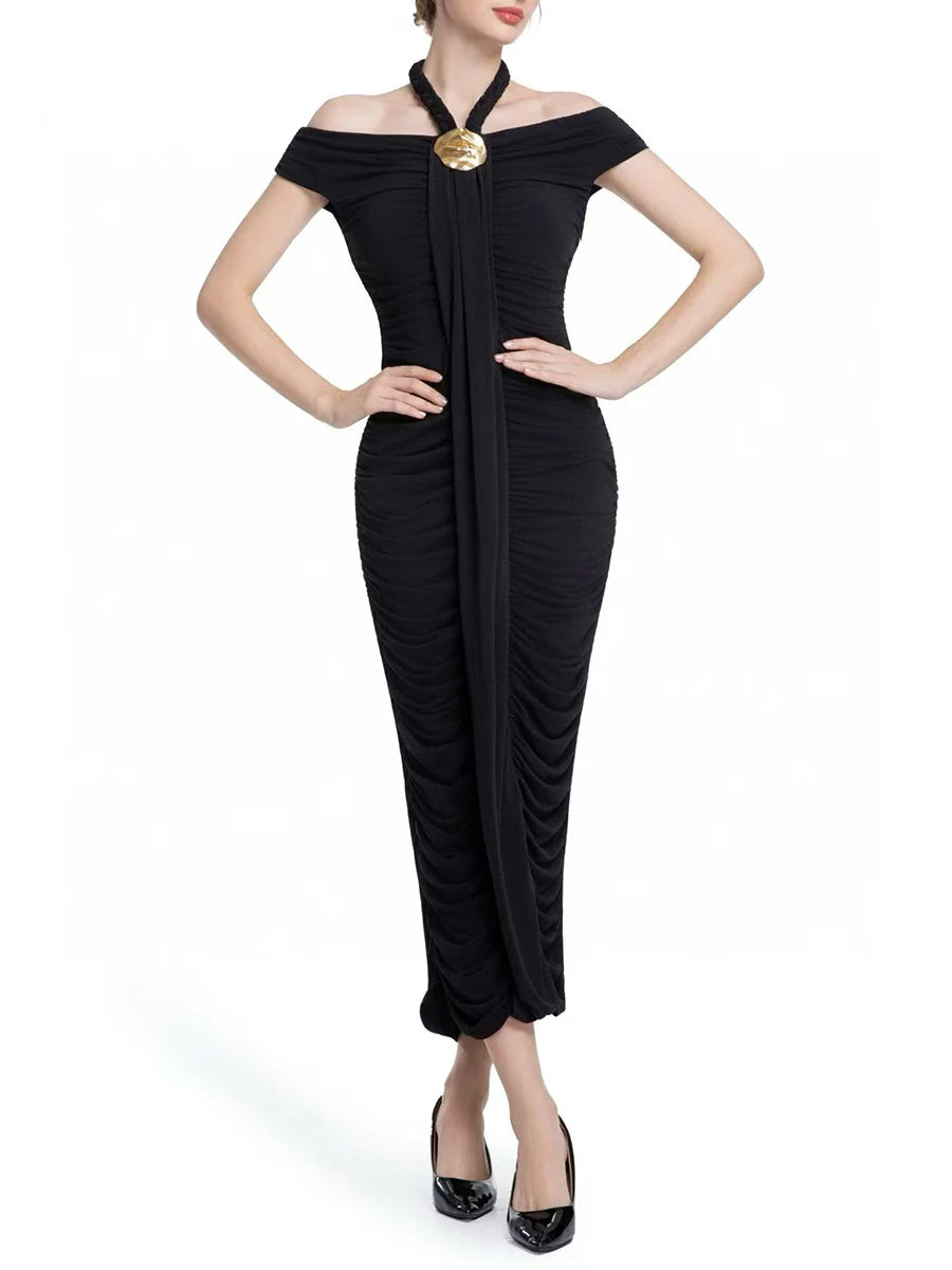 Halter Off Shoulder Tunic Ribbon