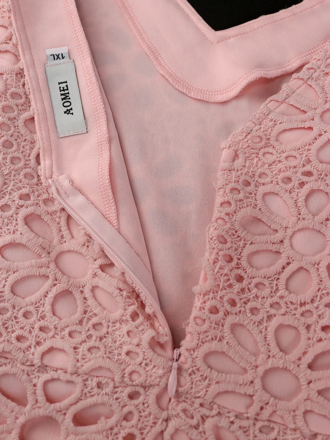 Plus Size Pink Lace Hollow