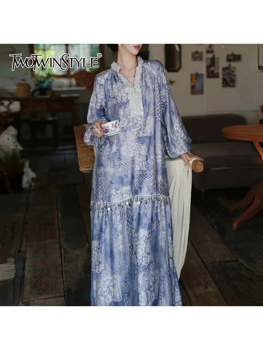 Printing Loose Spliced Sequins Dresses
