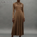 Round neck Folds Dress