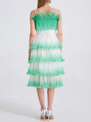 Gradient Spliced Ruffles Dresses