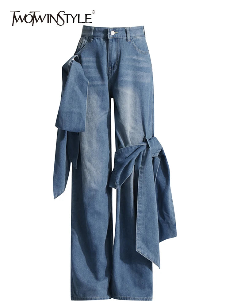 Designer Patchwork Bowknot Jeans