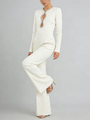 Hollow Out Spliced Bead Minimalist Jumpsuit