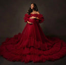 Ruffles Off the Shoulder Baby Shower Gowns