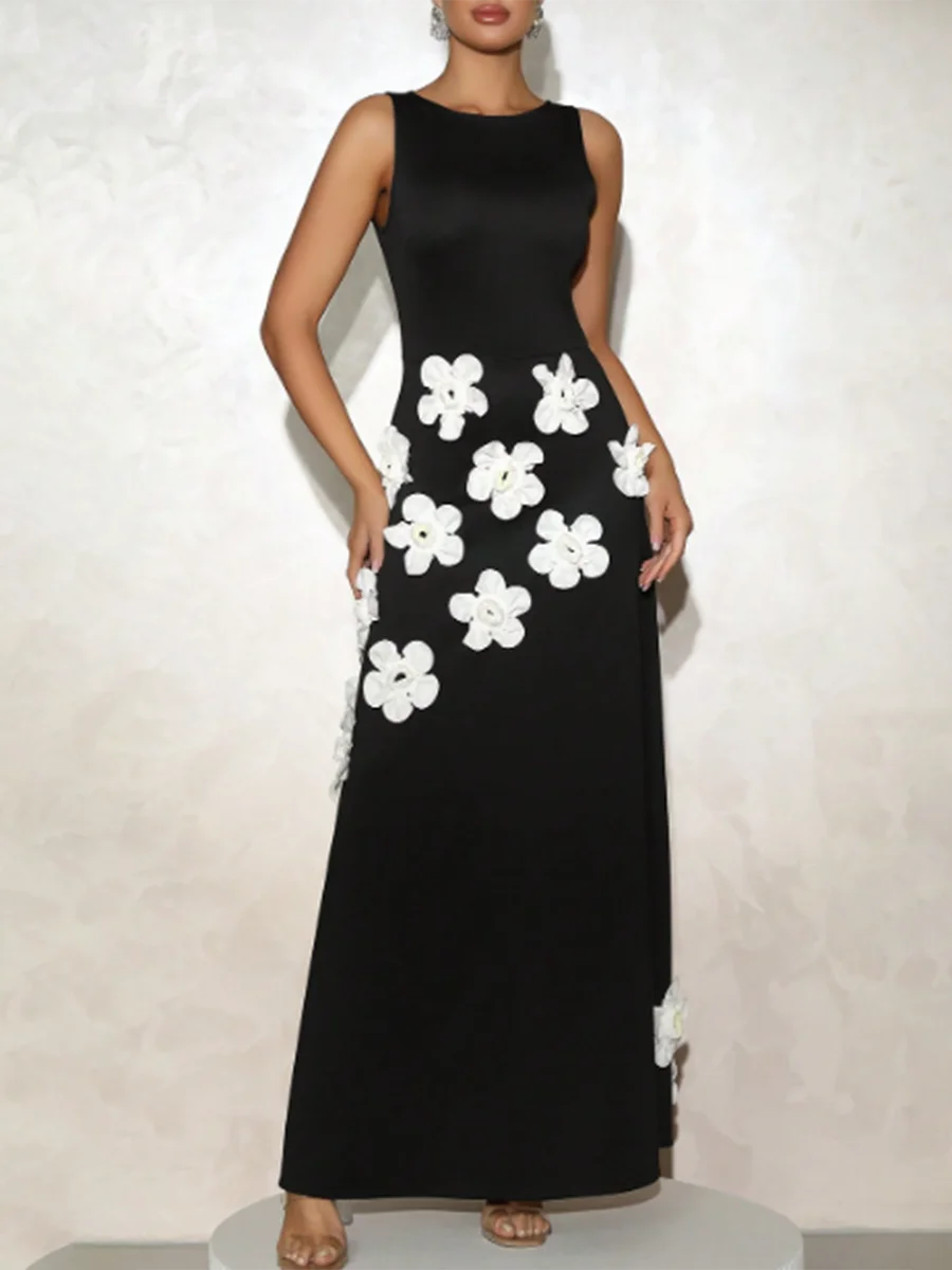 Slimming Spliced 3D Flower  Dresses