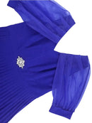 Plus Size Sheer Puff Sleeves with Rhinestone Dress