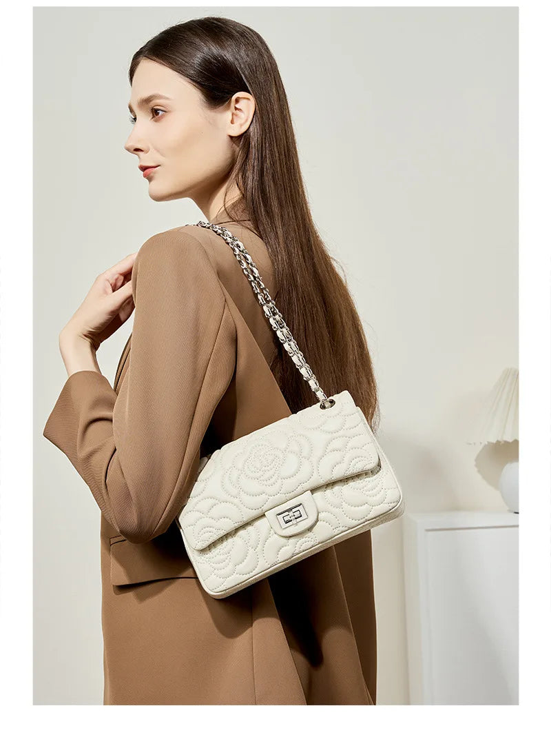 Camellia Pattern Chain Crossbody Bags
