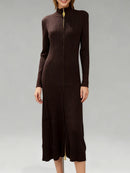 Spliced Zipper Basics Knit Dresses