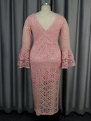 Plus Size Pink Lace Hollow