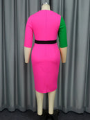 Color Block Midi Work Dress