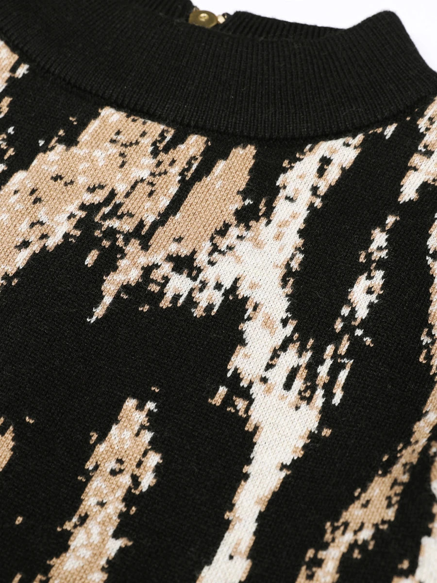 Leopard Zipper Fashion Dresses