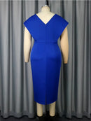 Plus Size V Neck Midi Dresses with Diamond and Glitter