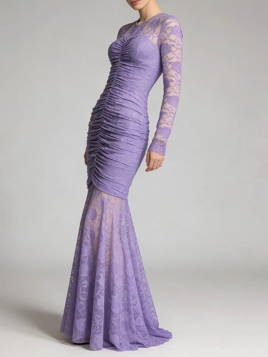 Sheer Spliced Lace Dresses