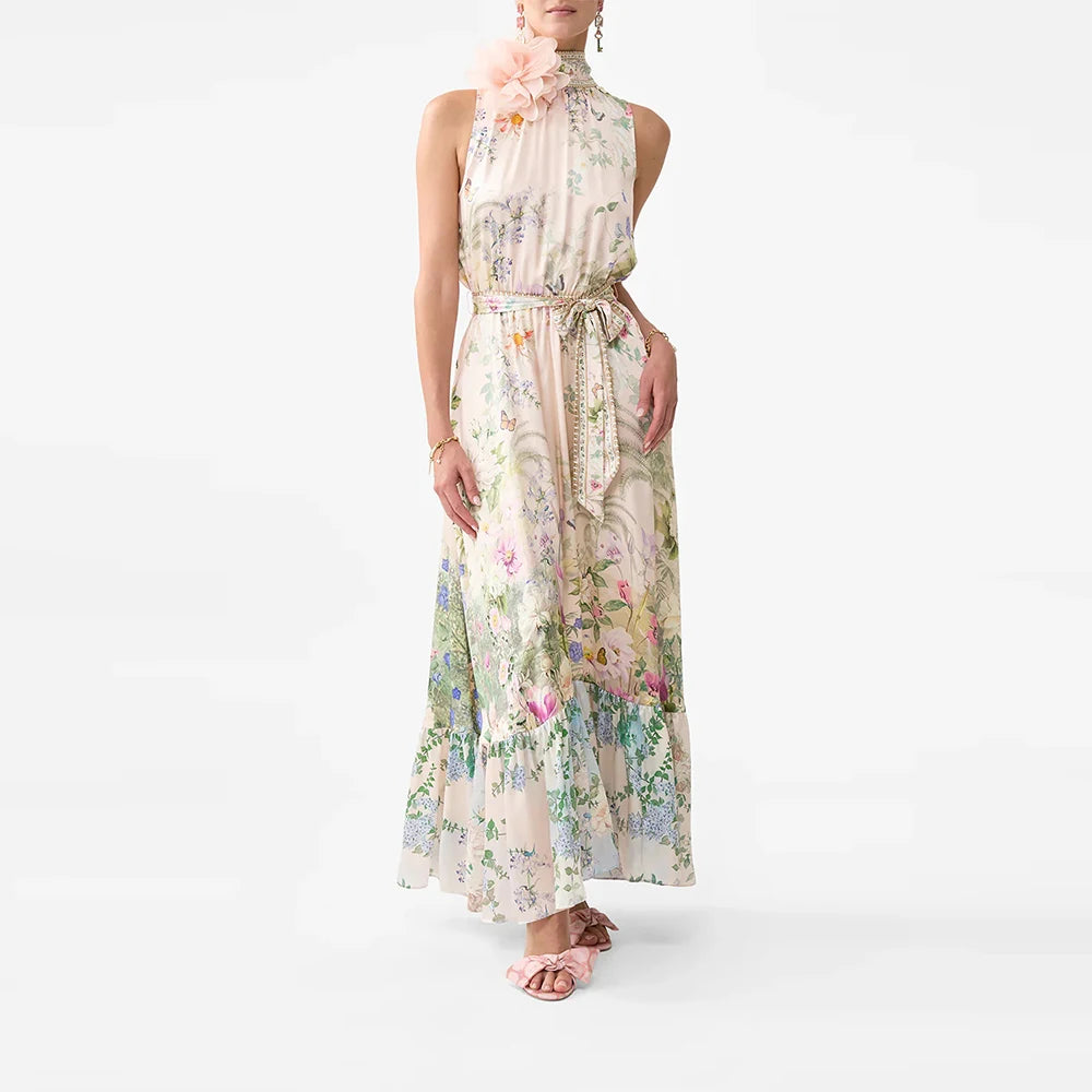 3D Flower Lace Up Dress