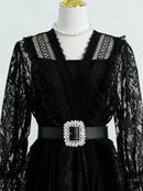 Hollow Out Spliced Lace  Dresses