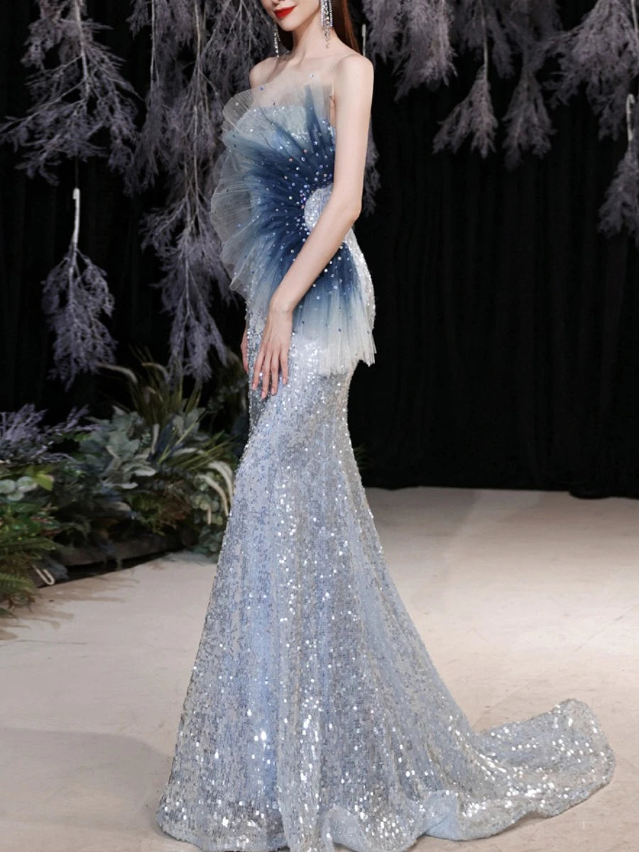 Gradient Spliced Sequins Dresses