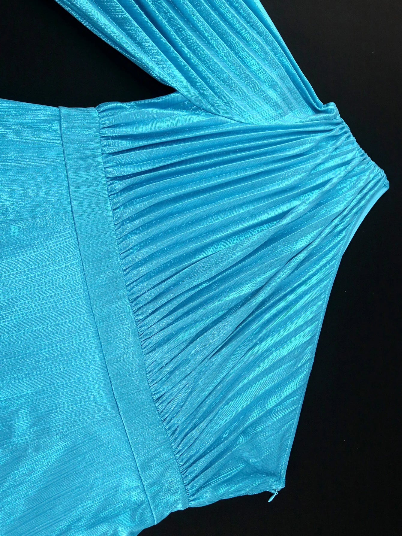 Plus Size Pleated Blue Dress