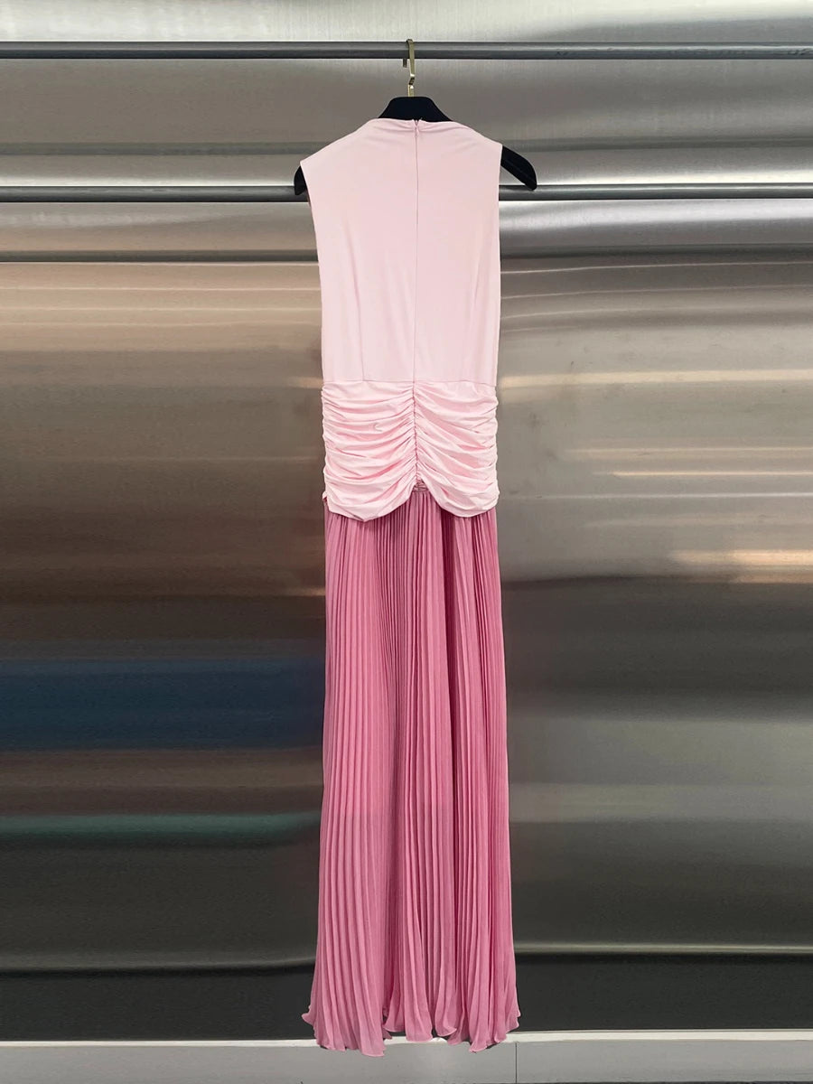 Plus Size Hit Color Spliced Folds Dress