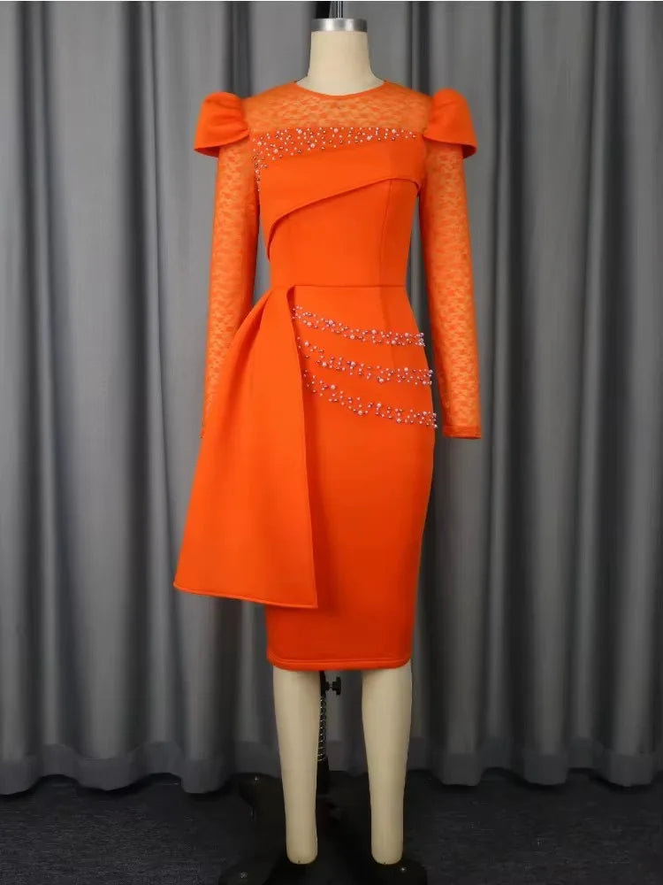 Plus Size Beaded Lace Dress