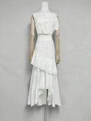 Embroidery Two Piece Ruffles Skirt Sets