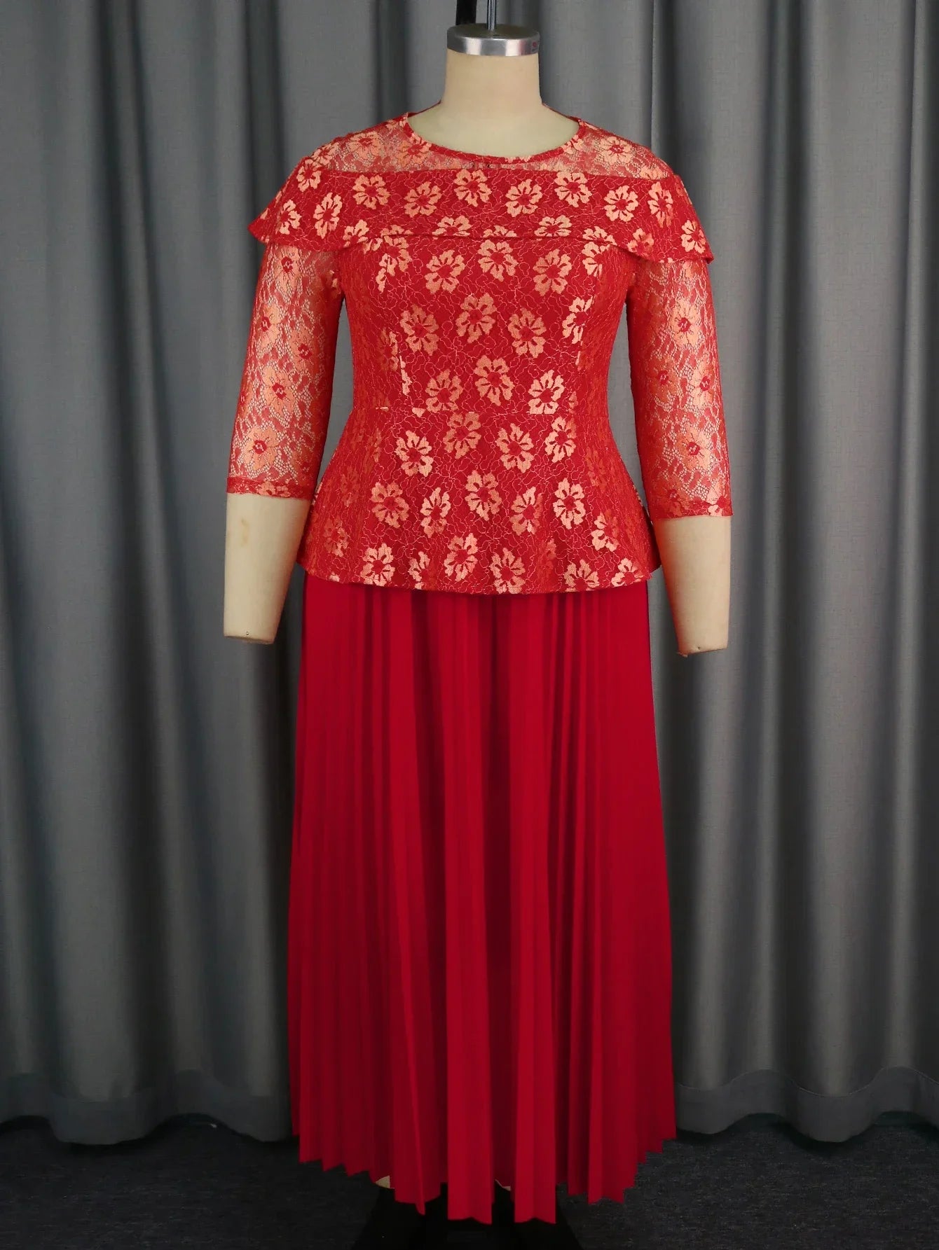 Plus Size Red Lace Dress