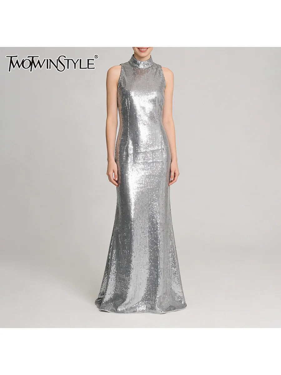 Spliced Sequins Dresses