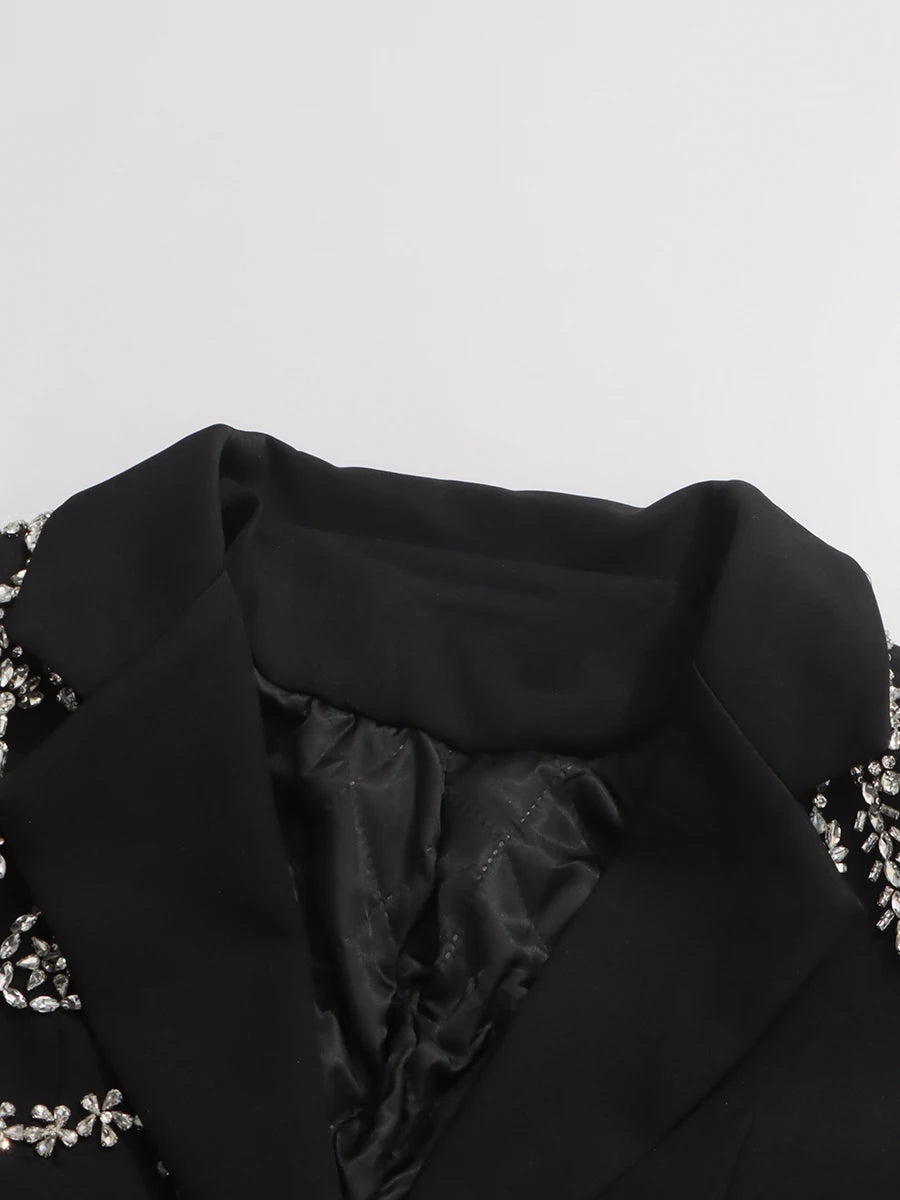 Solid Hollow Out Diamonds Elegant Blazers