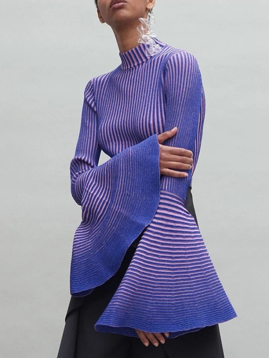 Hit Color Spliced Striped Fashion Sweaters
