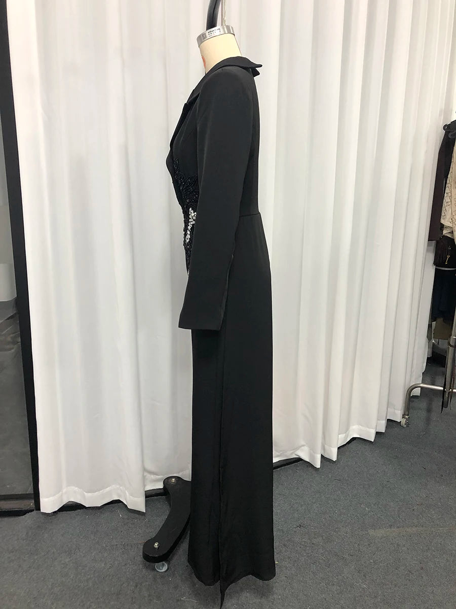 Solid Slimming Spliced Beading  Jumpsuits