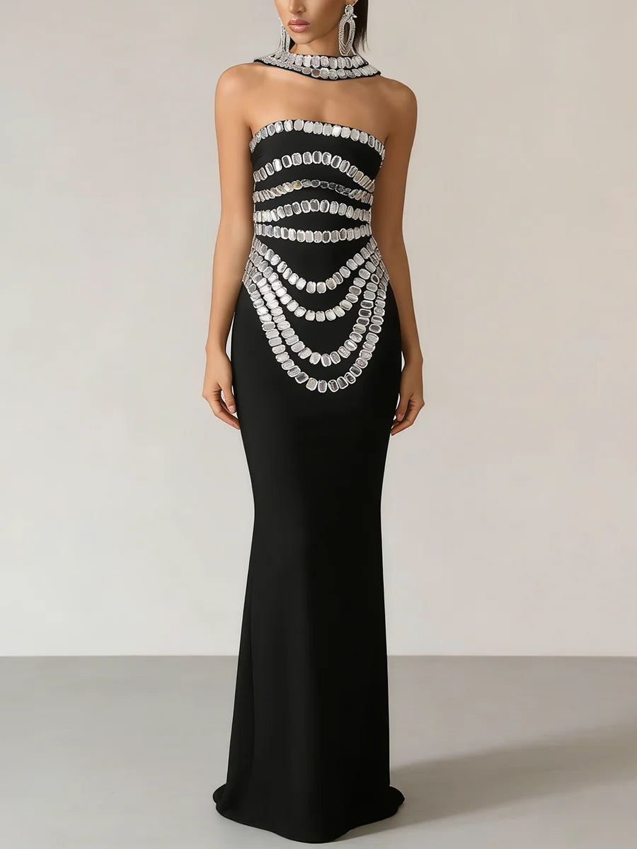 Spliced Bead Luxurious Long Dresses