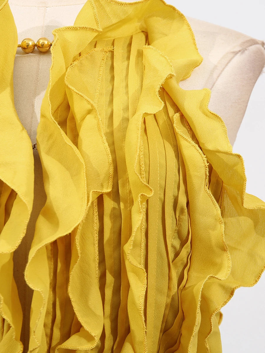 Spliced Ruffles Folds  Dresses