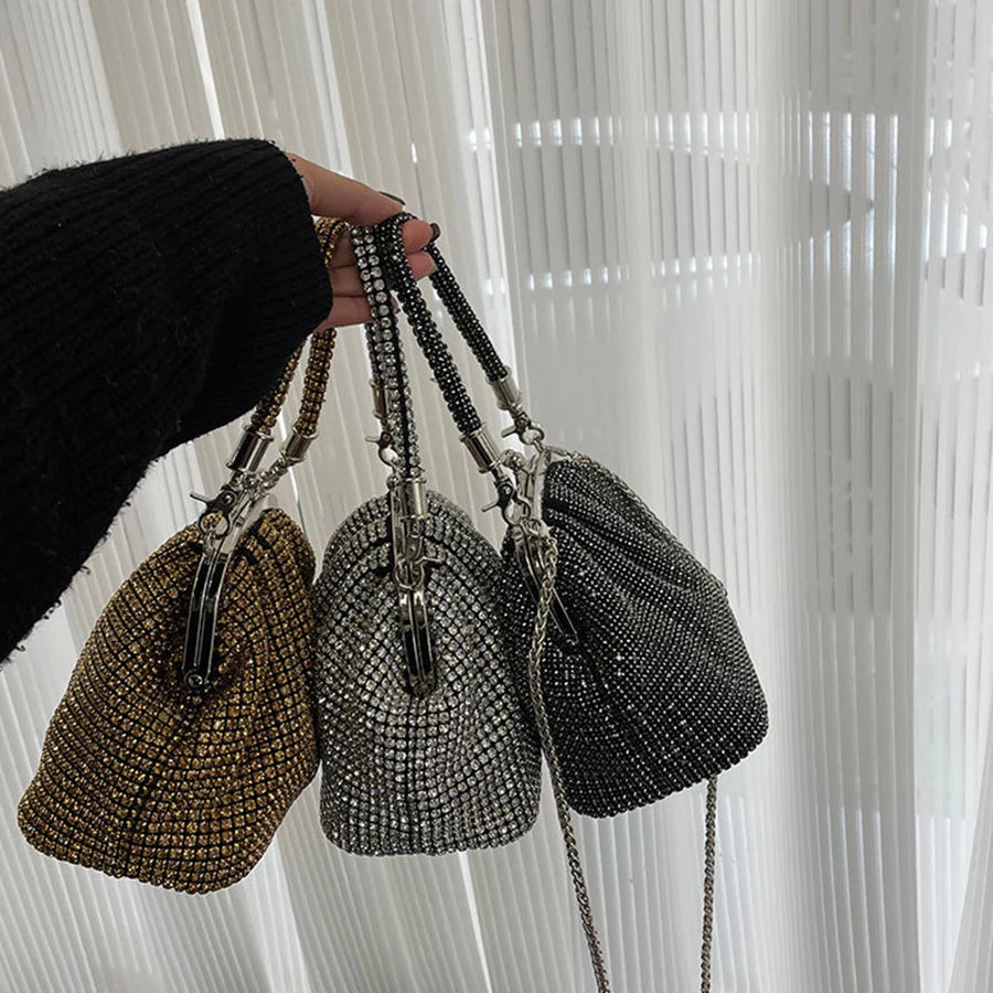 Rhinestone Shell Designer Clip Bags