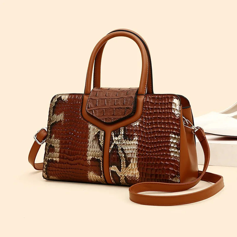 Fashion Snake Pattern Handbag