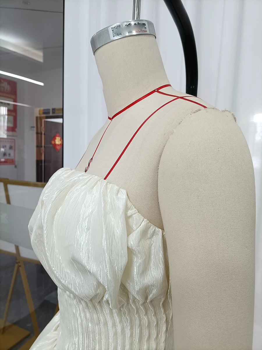Solid Spliced Pleated Dresses