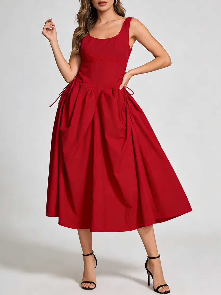 Solid Slimming Spliced Dress