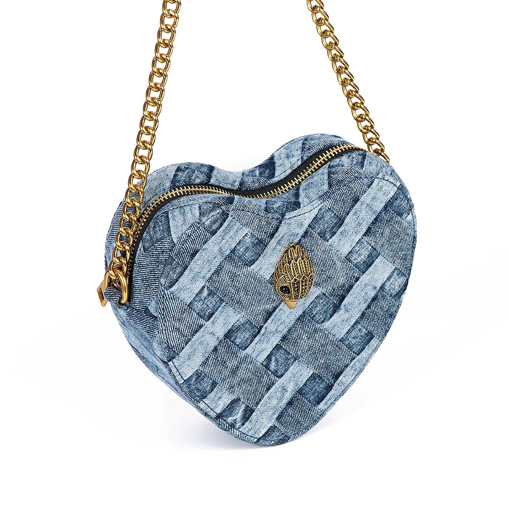 Lady Heart Shaped Bag Wash Denim