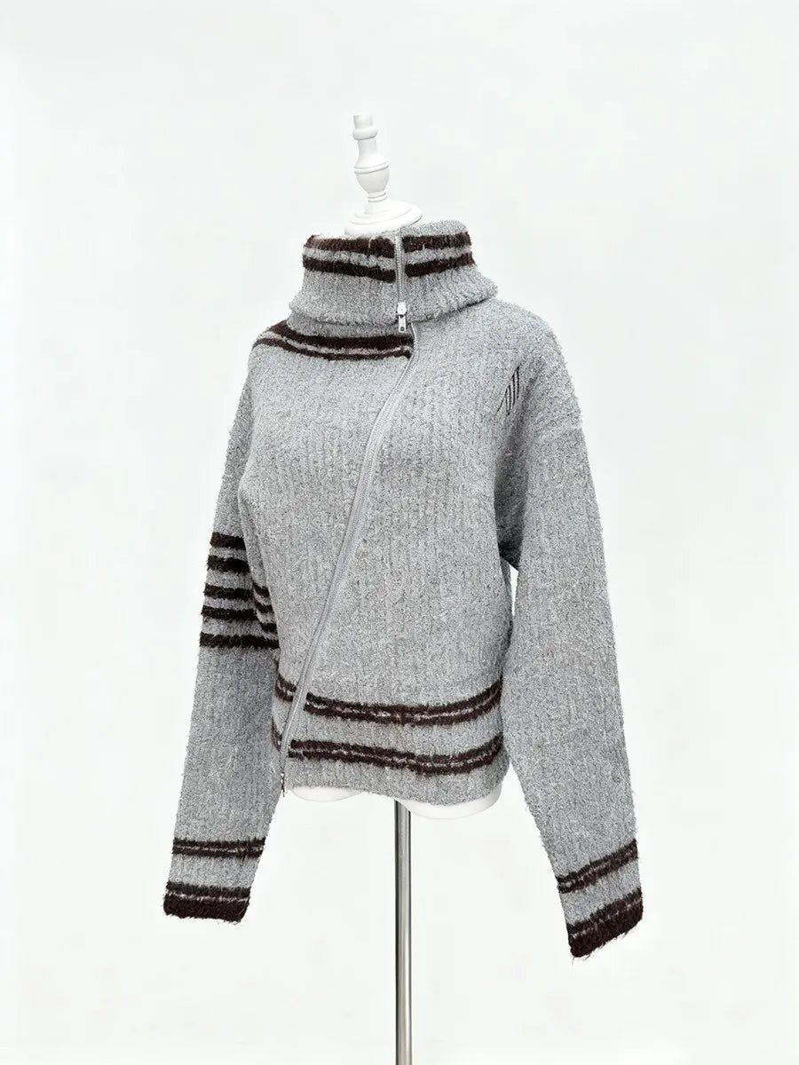 Striped Zipper Sweaters