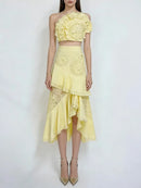 Embroidery Two Piece Ruffles Skirt Sets
